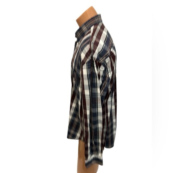 NAUTICA Men's 80's Two-ply Cotton Sport Shirt Plaid Pattern Red Blue White Large - Picture 4 of 11